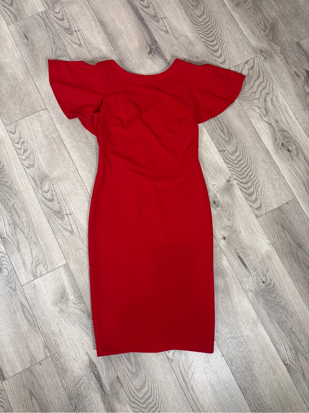 Calvin Klein Red Flutter-Sleeve Midi Dress
